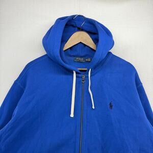 Ralph Lauren Hoodie men's 2XL Full Zip Pony Embroidered Pockets Solid Y2k